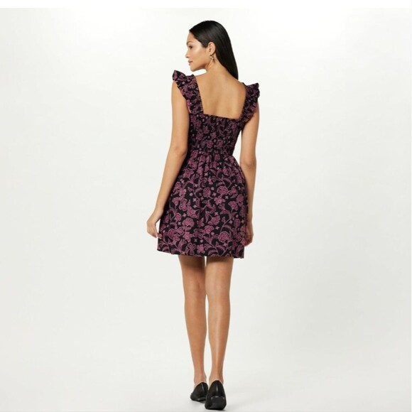 The Drop Kari Paisley Mini Dress S NWT – Smocked Bodice, Ruffle Sleeves, Pockets - Picture 3 of 4